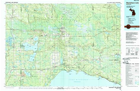 Manistique Lake Topographical Map 1100000 Michigan Usa