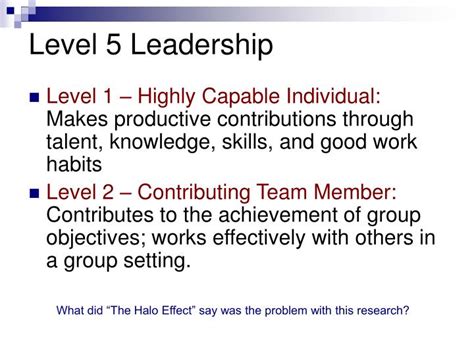 Level 5 leadership is the 6th and the final factor of the series, 6 factors to improve innovation in the gcc region. PPT - Level 5 Leadership PowerPoint Presentation - ID:1212666