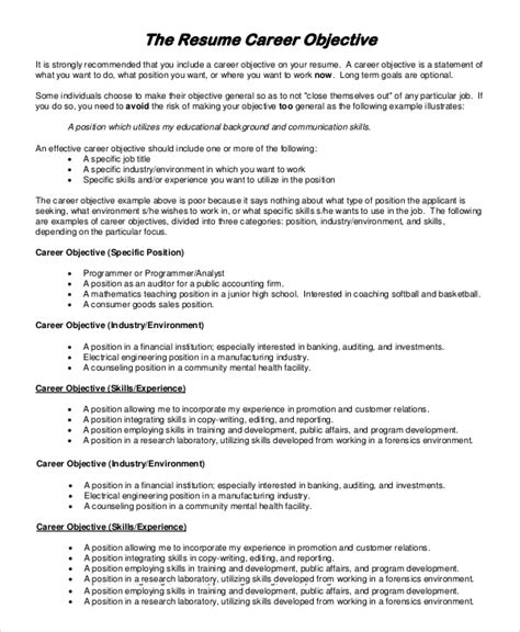 Your career objective is one paragraph on your cv that comes after the personal details. FREE 9+ Sample Resume Objective Templates in PDF | MS Word