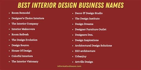 499 The Most Creative Interior Design Business Names Ideas