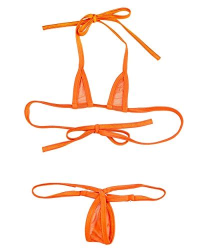 Buy Skinbikini Womens See Thru Smallest Teardrop G String Bikini One Size Orange Online At