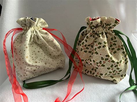 Christmas Fabric Gift Bags Xmas Gift Bag Christmas Gift Etsy UK