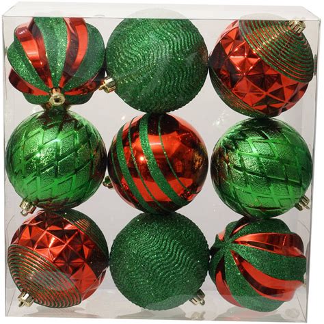 Holiday Time Christmas Ornaments Traditional 100mm Shatterproof Set Of