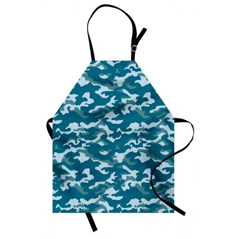 camo apron camouflage theme in oceanic colors sea water inspired illustration unisex kitchen