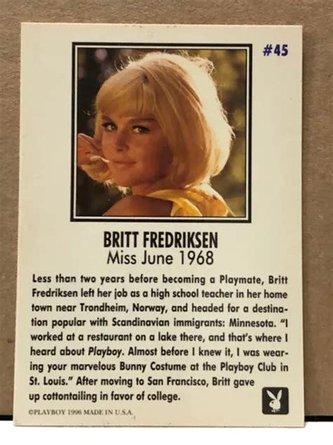 Playboy Trading Cards Ms June Britt Fredriksen