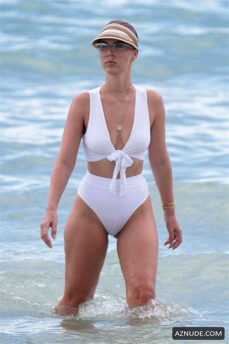 Bianca Elouise Sexy Hits The Beach In A White Bikini In Miami Aznude