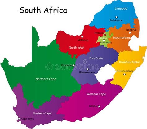 The South Africa Map With All States And Their Capital Cities Royalty