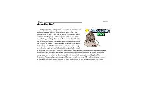 groundhog day comprehension worksheet