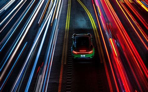 Wallpaper Photography Car Light Trails Porsche Lights Rear View