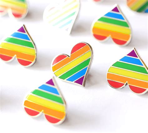 Pride Lgbtq Gay Flag Heart Enamel Pin Compoco