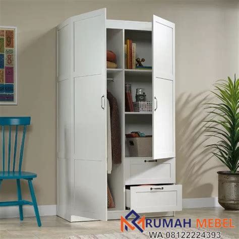 Kesan sederhana, kemurnian dan klasik terutama. Lemari Pakaian Pintu 2 Warna Putih Minimalis | Rumah Mebel