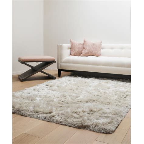 Unbranded Luxe Shag Ivory 5 Ft X 8 Ft Area Rug 8501 5x8 The Home Depot