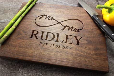Personalized Engraved Cutting Board With Classic Mr And Mrs Design For