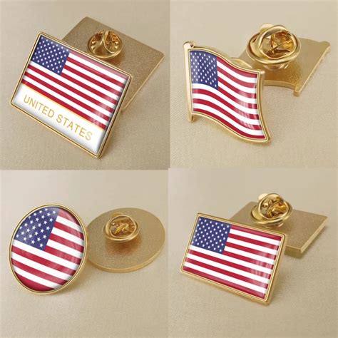 USA United States American Flag Brooch Badges Lapel Pins