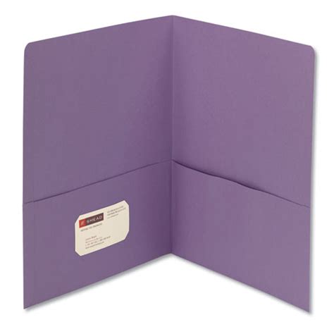 Smead Two Pocket Folders Embossed Leather Grain Paper Lavendar 25