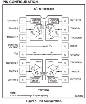 NE558 Datasheet PDF Quad Timer DIP 16 Philips