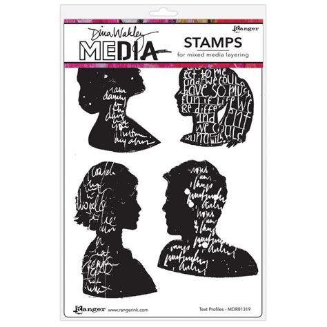 Dina Wakley Media Cling Stamps Text Profiles Mdr81319 Craftlines B V