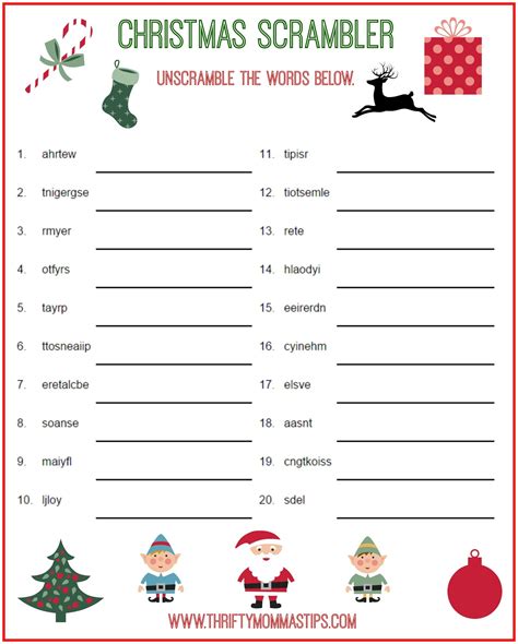 Christmas Scrambler Free Word Game Puzzle Thrifty Mommas Tips