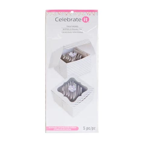 Silver And White Stripe Treat Boxes By Celebrate It® Treat Boxes