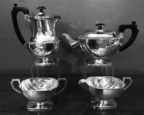 Beautiful Streamline Art Deco Silver 4 Piece Tea Set 515 Ounces