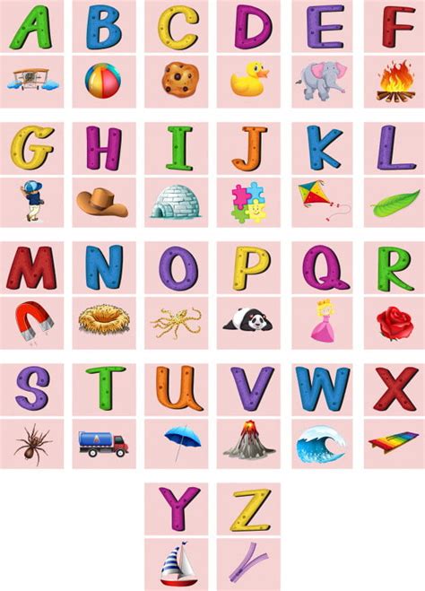 English Alphabets A To Z With Pictures Eps Vector Uidownload