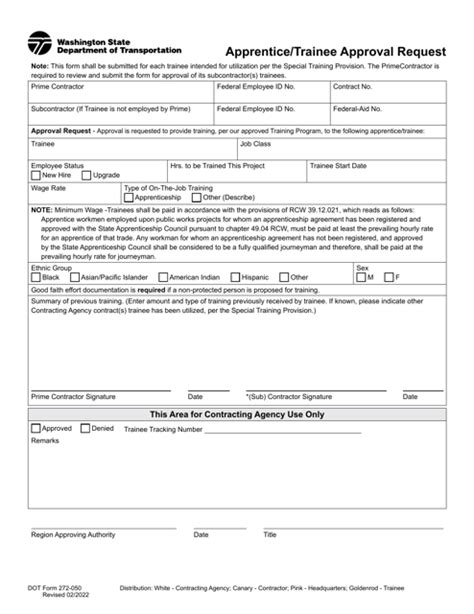 Dot Form 272 050 Fill Out Sign Online And Download Fillable Pdf