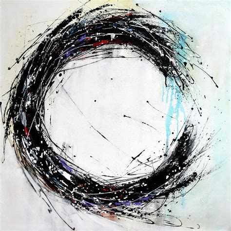 Black And White Circle Painting On Canvas Hand Painted Minimalist