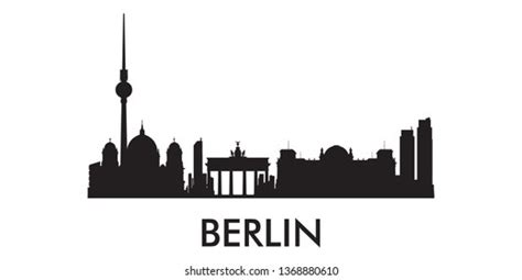 Berlin Skyline Silhouette Vector Famous Places เวกเตอร์สต็อก ปลอดค่า
