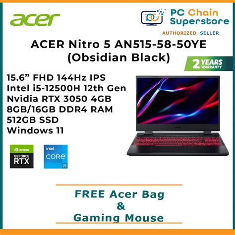 Acer Nitro 5 An515 58 50ye 12th Gen Gaming Laptop 156 Fhd Ips