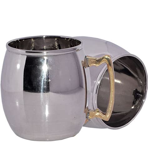 Buy Dakshcraft Stainless Steel Moscow Mule Mug With Brass Handle Set Of 2 Mugs Online At Low