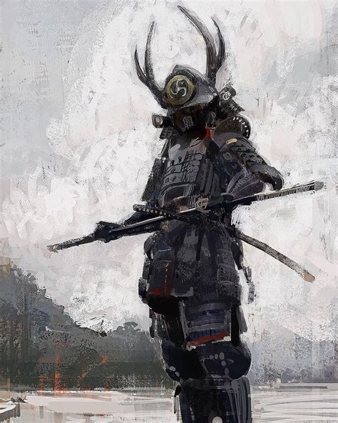 Japanese Ninja Warrior Drawing ถูกฝังไว้ Samurai Artwork Samurai