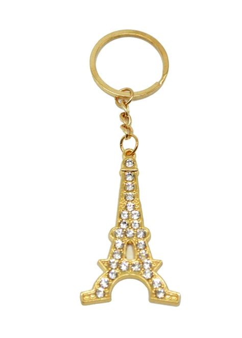 Gold Eiffel Tower Keychain With Rhinestsones 12 Pieces Pf80gddz