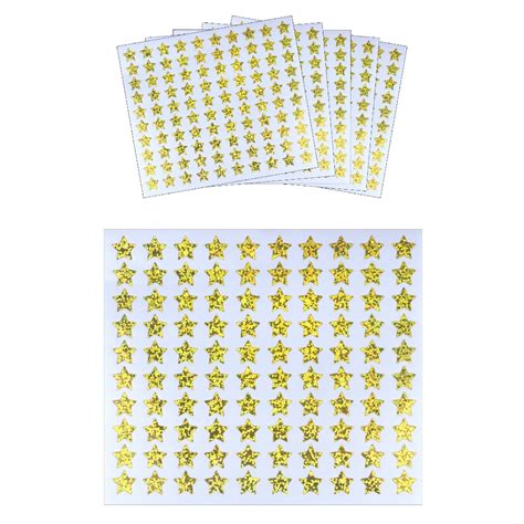 Pack Of 5 Gold Holographic Star Stickers Sheets Kidz Ts