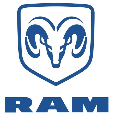 The Ram Logo Is Shown In Blue And White With An Image Of A Rams Head