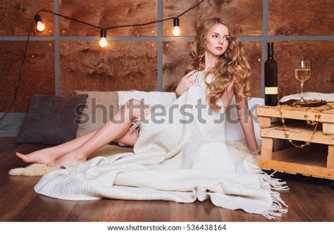 naked woman wrapped blanket glass white foto stock 536438164 shutterstock