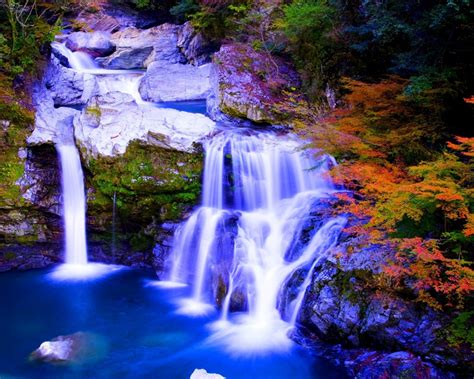 Autumn Paradise Nature Foreset Waterfalls Hd Wallpaper