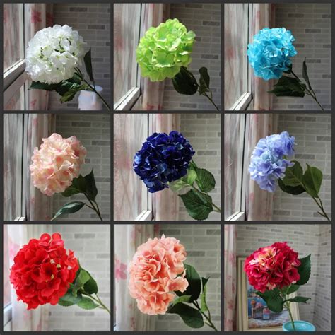 artificial hydrangea flower 80cm long fake silk single real touch hydrangeas 8 colors for