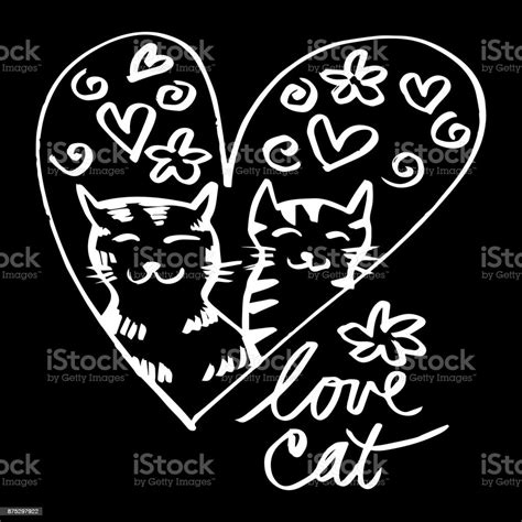 Two Cute Cat In Love Sketchy Style Stock Illustration Download Image