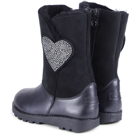 Zecchino Doro Girls Crystal Heart Boots In Black Bambinifashioncom