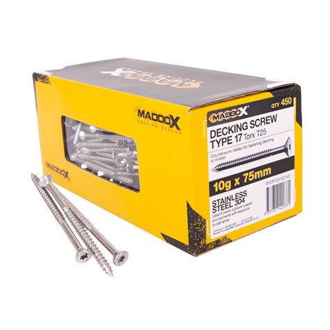Maddox Decking Screw 10g Stainless Steel T304 T25 75mm 450 Pack