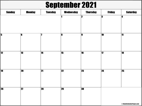 This is the list of the best printable 2021 monthly calendar or planner templates that are available for download. September 2021 blank calendar templates.