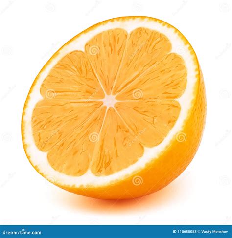 Half Of Orage Fruit Slice Isolated On White Stock Image Image Of
