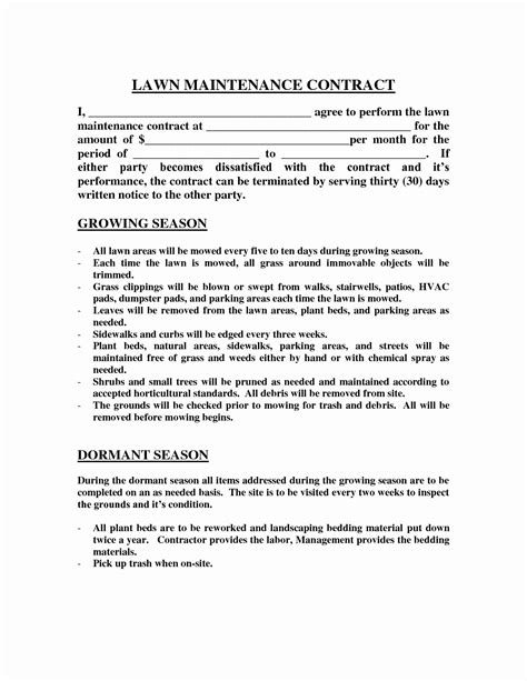 Lawn Service Contract Template Luxury Contract Lawn Care Contract Template Lawn Care Contract 