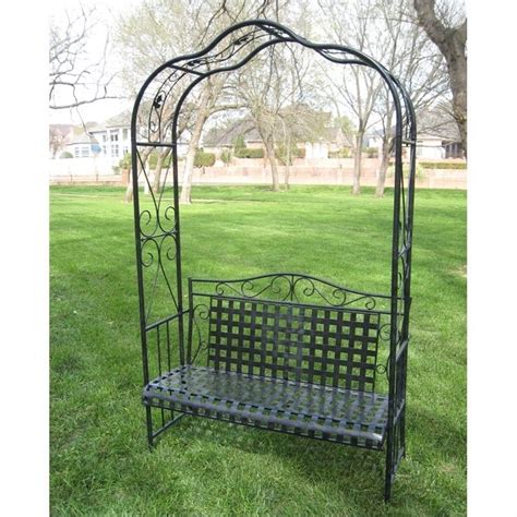 Garden arbors and arches are walk through areas in home gardens or public parks where one can bring plants and structure together. International Caravan Mandalay Iron Patio Arbor Bench in ...