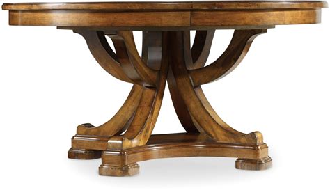 Tynecastle Brown Round Pedestal Extendable Dining Table From Hooker