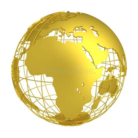 Golden Earth Planet 3d Globe Isolated Gold World Global Sphere With