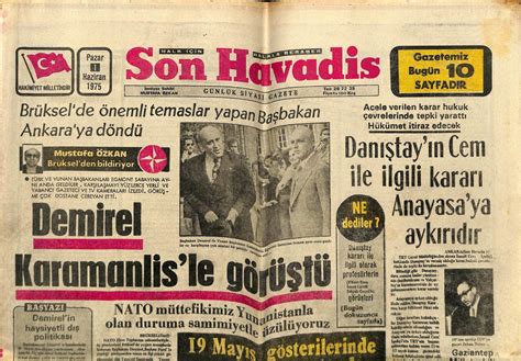 Son Havadis Gazetesi 1 Haziran 1975 - Brüksel'de Önemli Temaslar Yapan ...