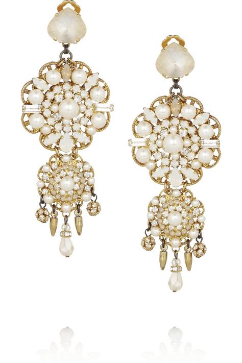 Erickson Beamon Girlie Queen Gold Plated Swarovski Crystal And Pearl Clip Earrings Net A