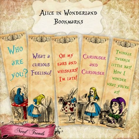 alice in wonderland bookmarks set of 8 bookmarks alice etsy