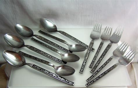 Vintage Interpur Japan Stainless Steel Flatware Mexicaly Rose Etsy